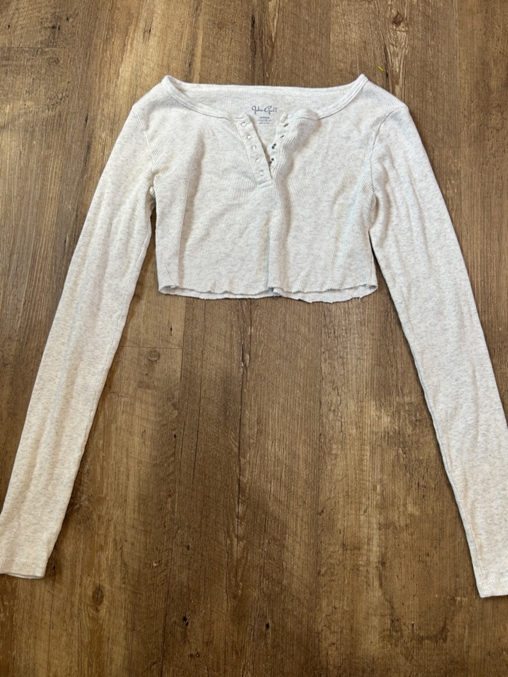 Brandy Melville Light Beige Long Sleeve Crop Top